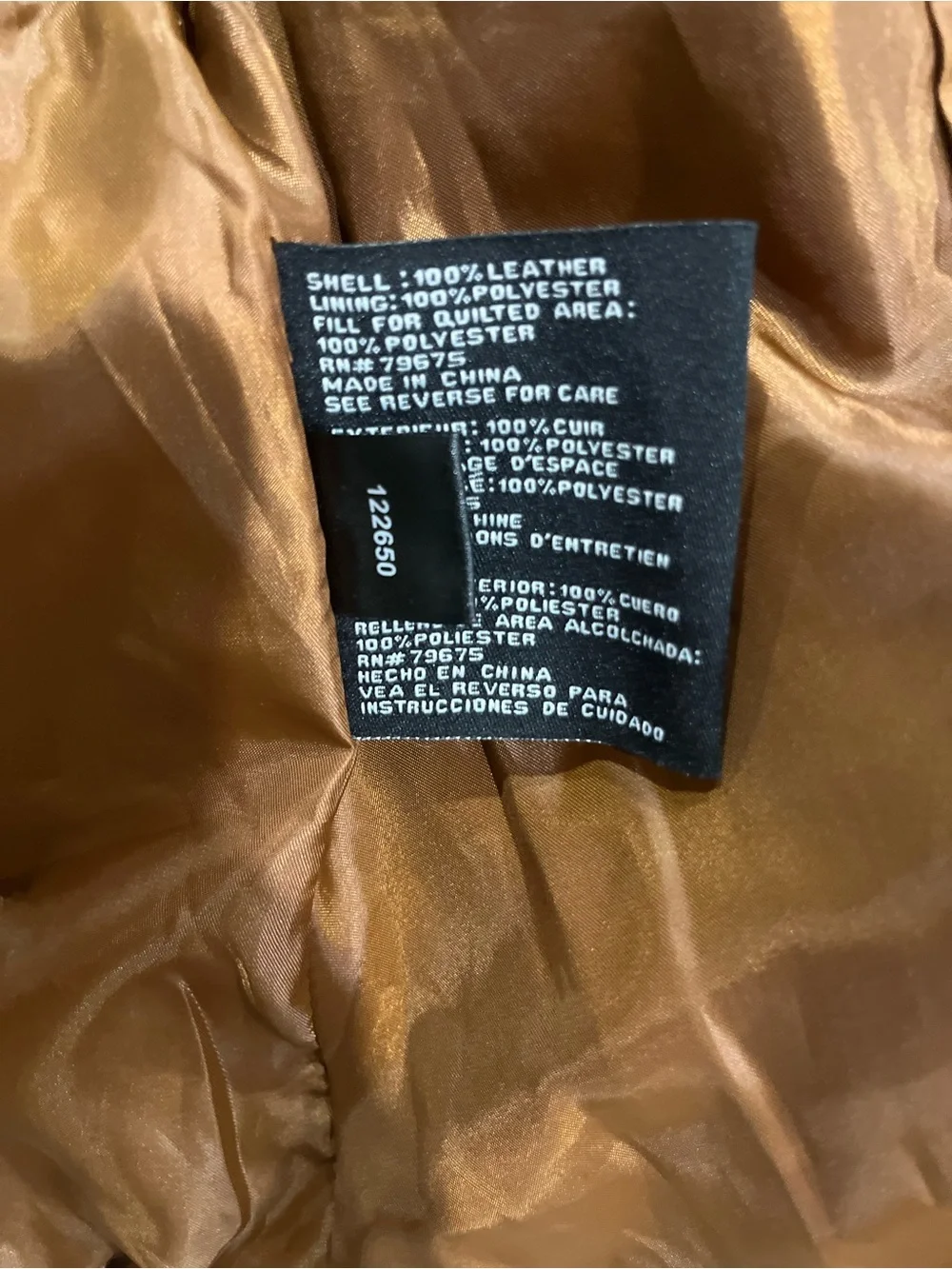 Michael Kors Cognac Leather Moto Jacket with Snap Collar